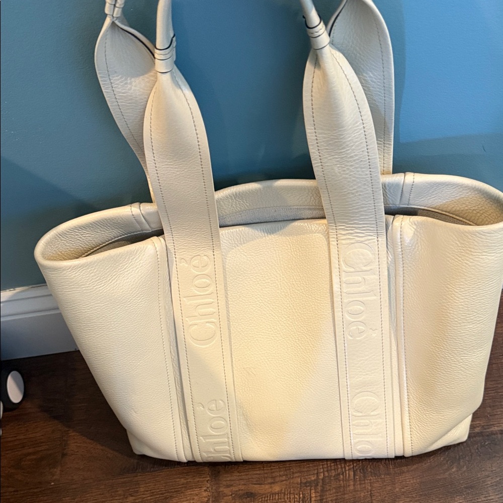 Chloe Cream Leather Tote Bag